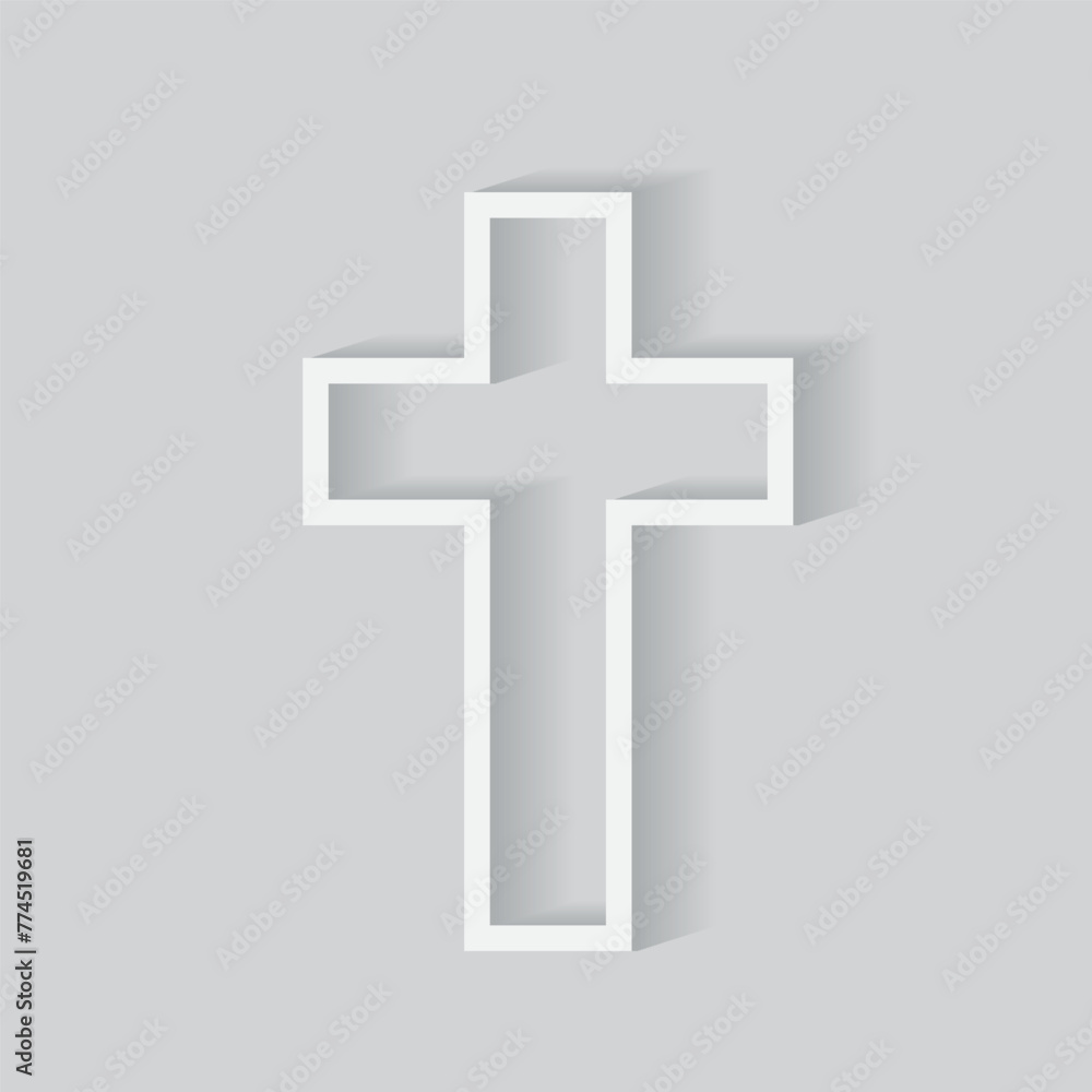 White paper cut cross. 3D Christian symbol. Faith and religion concept. Soft shadow effect. Vector illustration. EPS 10. White paper cut cross. 3D Christian symbol. Faith and religion concept. Soft shadow effect. Vector illustration. EPS 10.