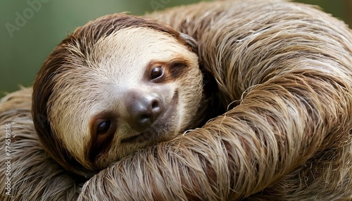 a sloth with its head resting on its chest taking upscaled 7 photo