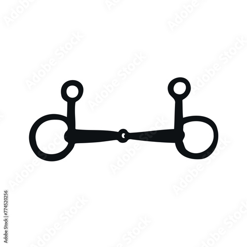Vector hand drawn horse equestrian bit silhouette isolated on white background