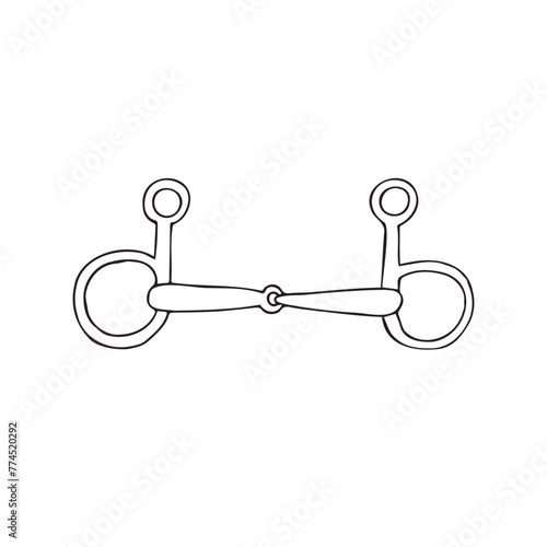 Vector hand drawn doodle sketch outline horse equestrian bit isolated on white background