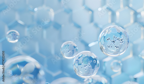 Floating Bubbles cosmetic essence liquid molecule