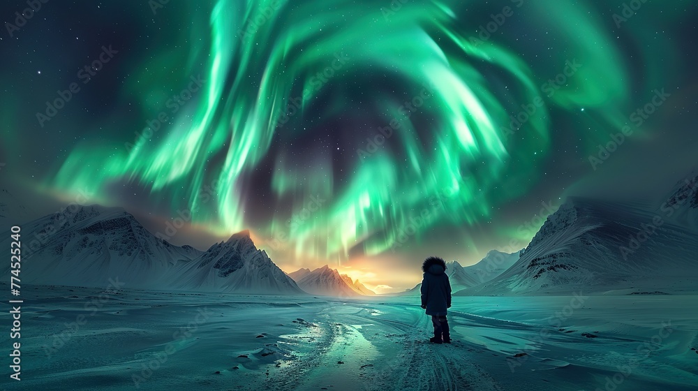 Active splitting, active splitting aurora borealis arc, sky at night Active splitting, active splitting aurora borealis arc, sky at night