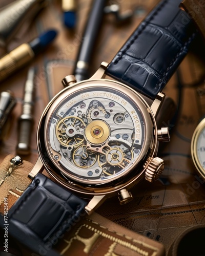Bring the world of mechanical timepieces to life with a stunning aerial view that showcases the meticulous craftsmanship and attention to detail Focus on the interplay of gears and mechanisms