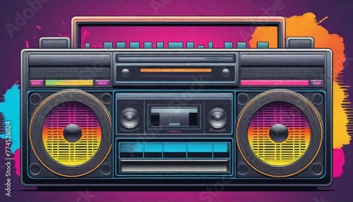 A retrostyle boombox with colorful cassette tapes (12)