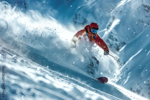 A snowboarder carving through fresh powder, leaving behind a trail of exhilaration.