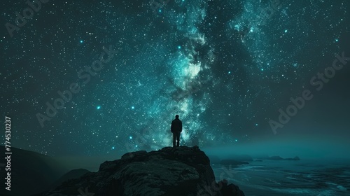 Person standing under the vast night sky, feeling the profound connection with the universe