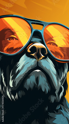 Stylized Dog with Sunglasses Illustration