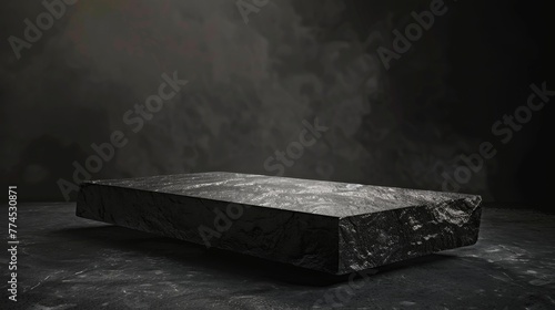 A black stone platform standing alone in the darknes AI generated illustration