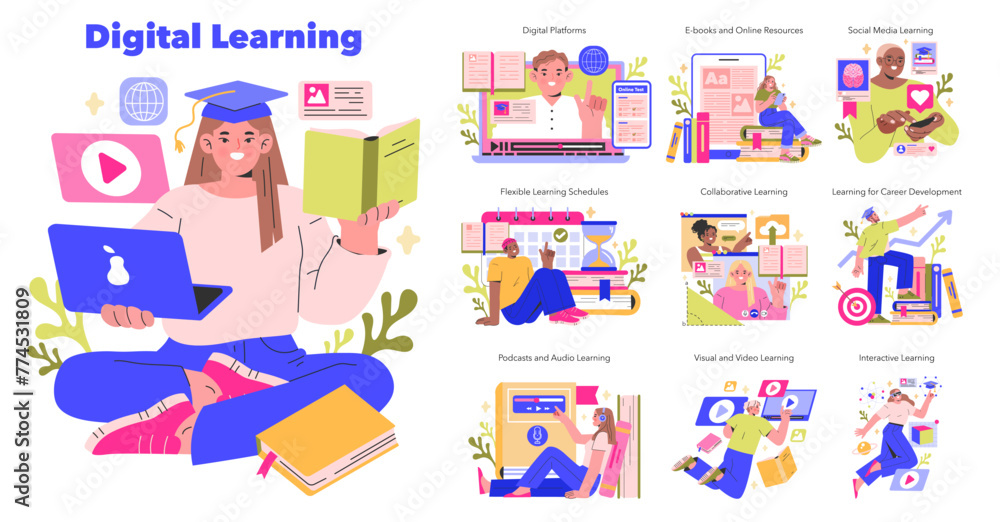 Fototapeta premium Digital Learning Vector illustration