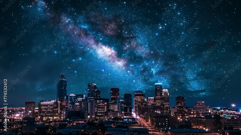 beautiful view of the city of Los Angeles at starry night with tall buildings with lights in high resolution and quality beautiful view of the city of Los Angeles at starry night with tall buildings with lights in high resolution and quality