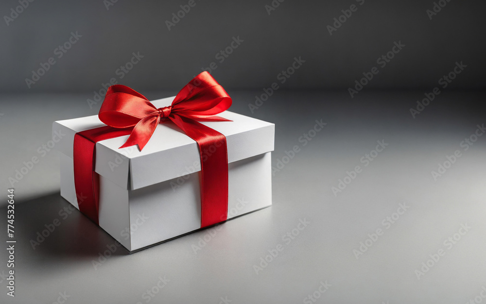 Obraz premium A festive red gift box with ribbon, perfect for Christmas, birthdays, or any holiday celebration