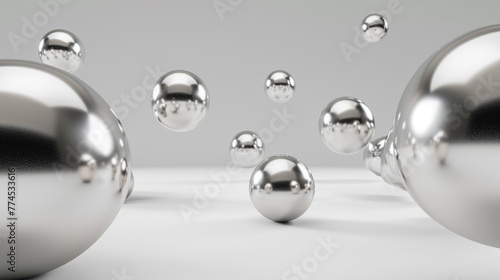 silver Floating spheres empty space for product show. Generative Ai