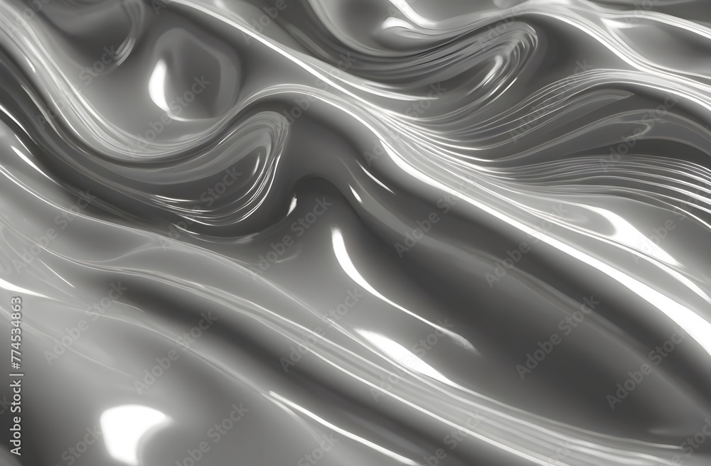 Obraz premium 3D line wave abstrack background with metalic chrome color 