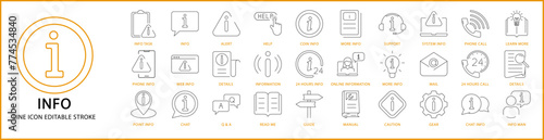 Info icons. info icon set. Info line icons. Vector illustration. Editable stroke.