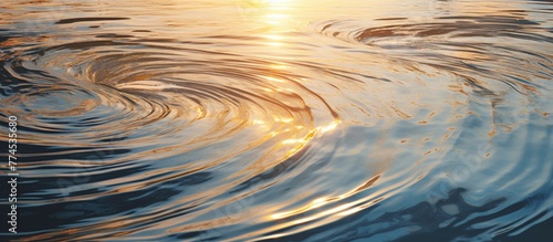 A serene close up of a wave gently rolling in the water as the sun sets in the background, creating a beautiful and peaceful scene