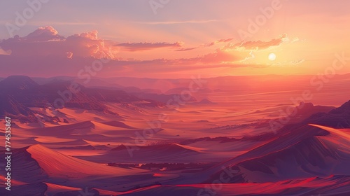 A Serene Sunset Over the Desert Sands