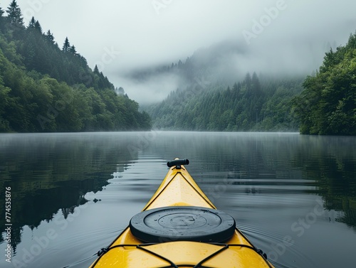 Misty Kayaking: Navigating Through the Tranquil Serenity of the Foggy Wilderness