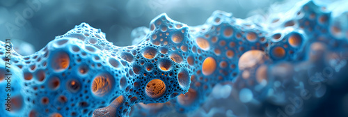  Blue alveoli structure 3D rendering,
Exploring the Intricacies Skin Surface under Zoomed Microscope
