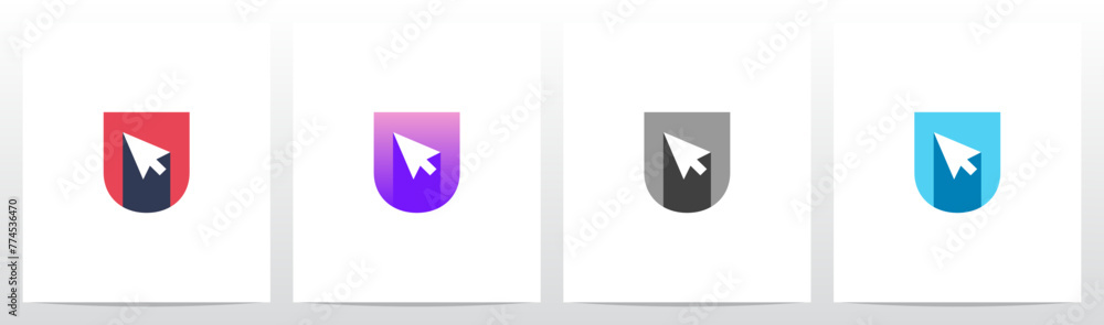 Cursor Drop Shadow on Letter Initial Logo Design U Cursor Drop Shadow on Letter Initial Logo Design U