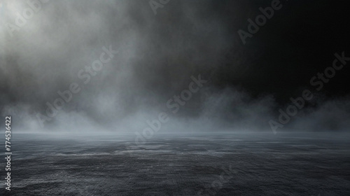 Texture dark concrete floor with mist or fog. Generative Ai photo