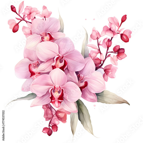 Orchid illustration, watercolor, white background © Jareerut