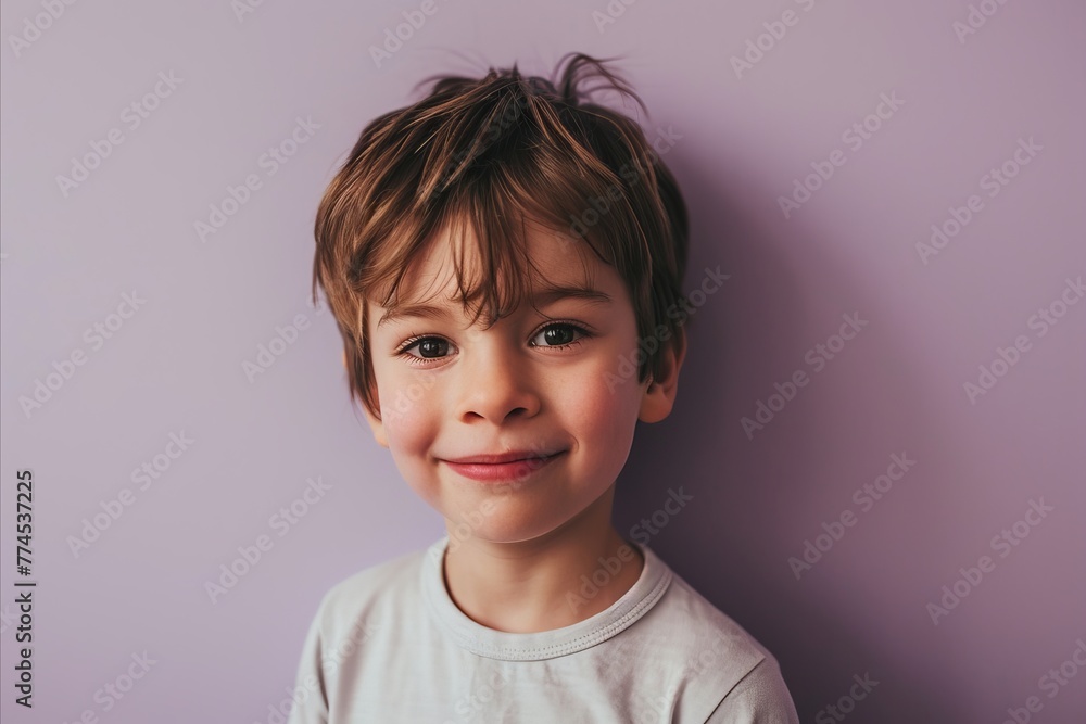 Portrait of a smiling little boy on a purple background with copy space Portrait of a smiling little boy on a purple background with copy space
