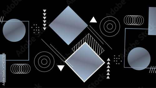Abstract geometry texture banner background. Minimal monochromatic colors geometric shapes and lines