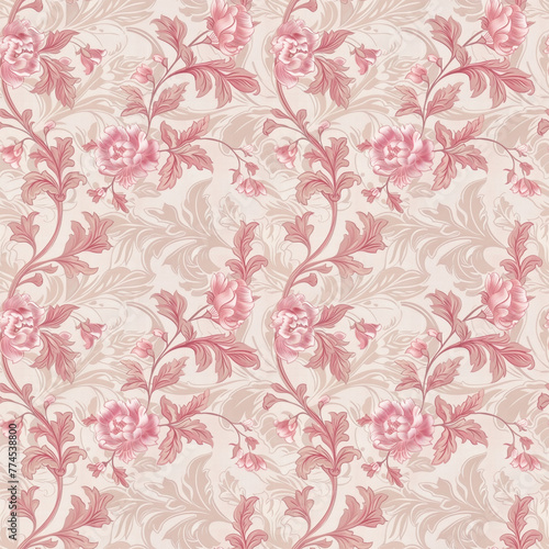 Floral pink color, Beautiful form natural, seamless pattern. © mouse