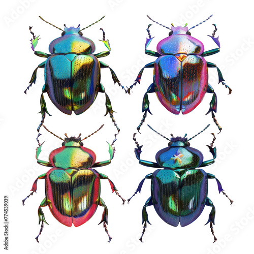 Wallpaper Mural Four different colored beetles in a row on a Transparent Background Torontodigital.ca