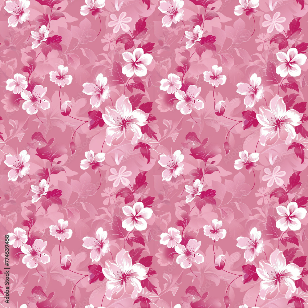 Fototapeta premium Floral pink color, Beautiful form natural, seamless pattern.