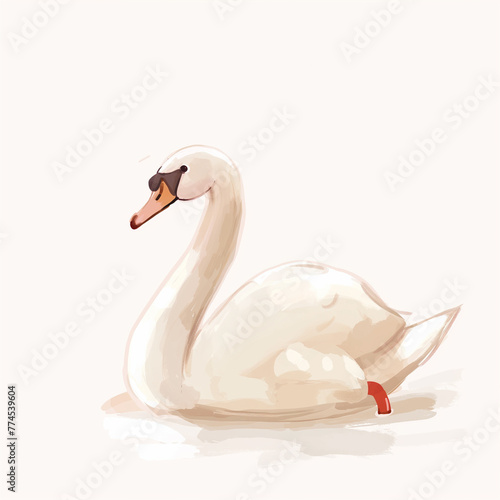 Minimalist digital drawing woodland swan