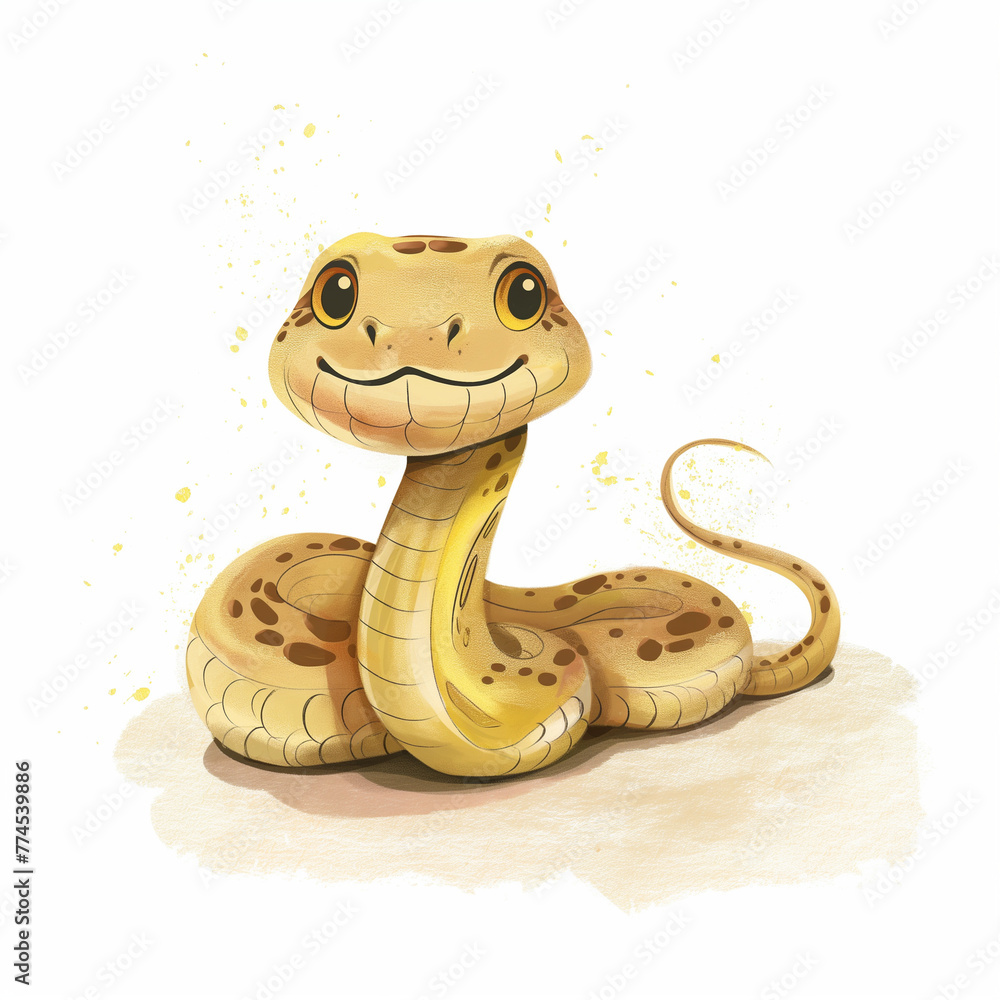Fototapeta premium Minimalist digital drawing woodland snake