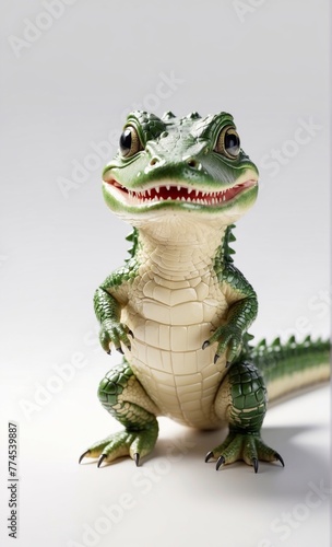 baby crocodile standing isolated on white background