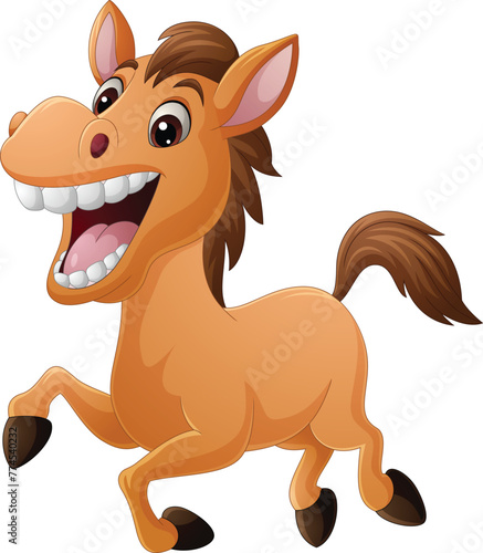 Happy horse cartoon on white background (ID: 774540232)