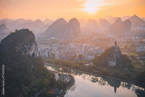 The Lijiang River Scenic Area in Guilin City, China