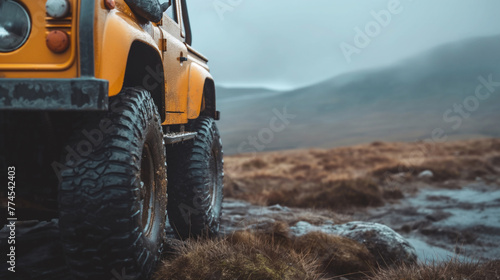 4x4 offroad adventure vehicle with scenic landscape