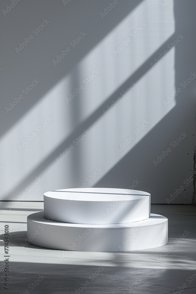 Modern Contemporary Empty Merchandise Podium Display Case Retail Stand, Interior Design Concept Photograph Modern Contemporary Empty Merchandise Podium Display Case Retail Stand, Interior Design Concept Photograph