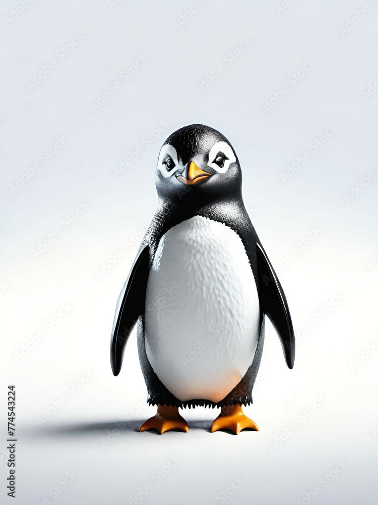 Fototapeta premium cute little penguin on a white background