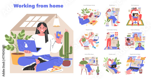 Working from Home seVector illustration © inspiring.team