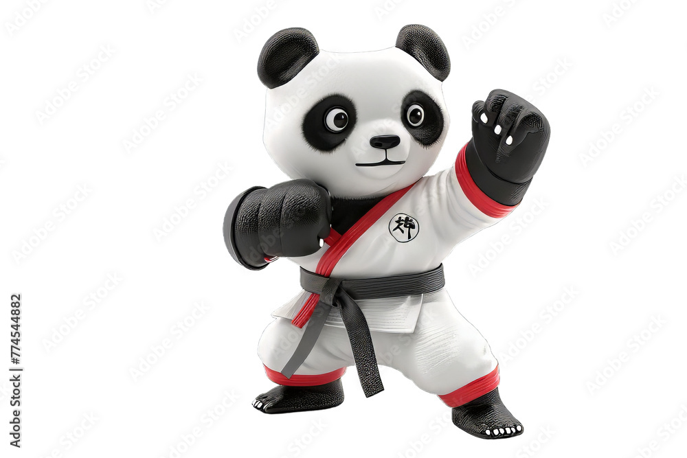 Cute Fighting Panda Cartoon