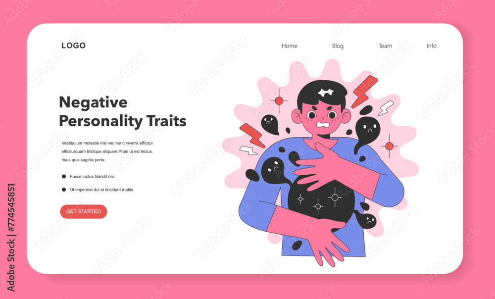 Fototapeta premium Negative Personality Traits concept. Flat vector illustration.