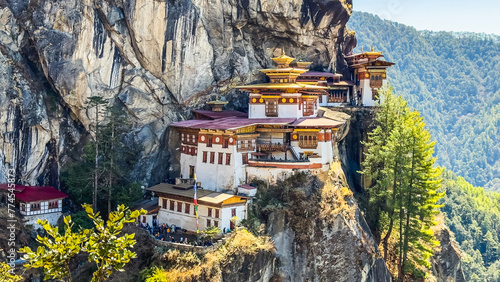 Taktshang Goemba  Tiger s Nest Monastery in Bhutan  View from afar.