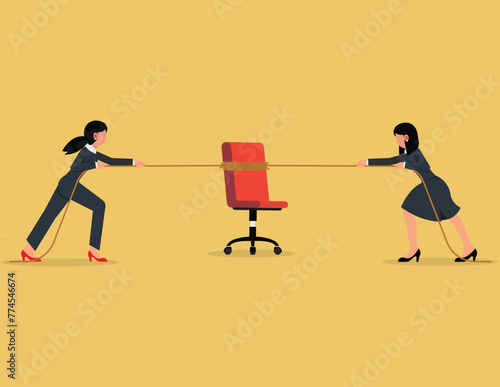 Competition for positions in the company. Two businesswomen compete for positions in the company.