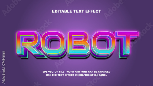 Editable Text Effect Robot 3D Vector Template