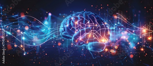 Neuronal activity in brain mapped with optogenetics Neurons firing through cortex Huntingtons disease AI generated. Concept Neuronal Activity, Optogenetics, Cortex, Huntington's Disease, AI-generated