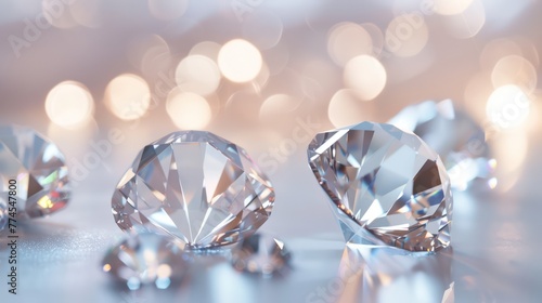 shining Diamond background with a bokeh effect and colorful sparkling diamonds, exuding a luxurious feel