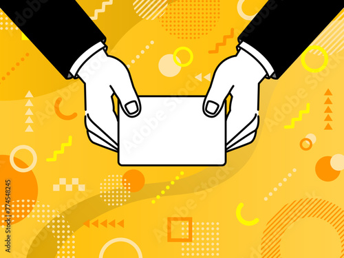 名刺交換するビジネスマンの背景素材_1