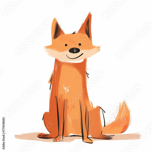 Minimalist digital drawing woodland dingo photo