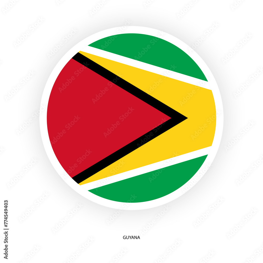 Fototapeta premium Guyana circle flag icon isolated on white background.