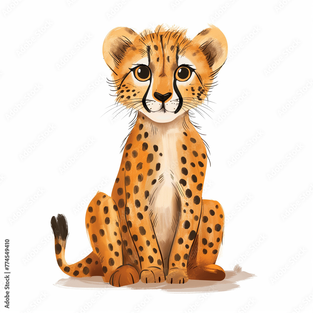 Minimalist digital drawing woodland cheetah Minimalist digital drawing woodland cheetah